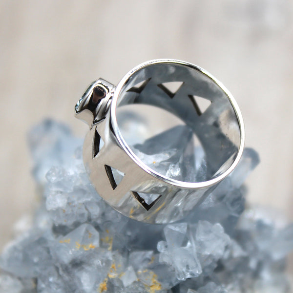 Sterling Silver Topaz Triangle Banded Ring