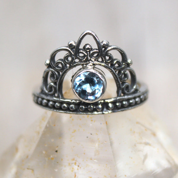 Sterling Silver and Topaz Crown Ring
