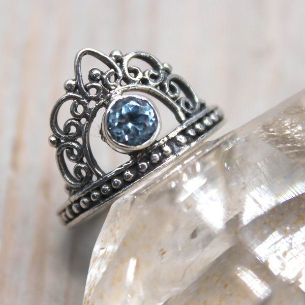 Sterling Silver and Topaz Crown Ring