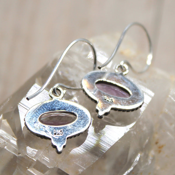 Sterling Silver Amethyst Faceted Oval Earrings
