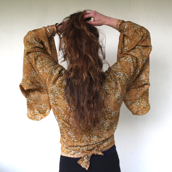 Recycled Indian Sari 'Hemamalini' Butterfly Wing Wrap Top