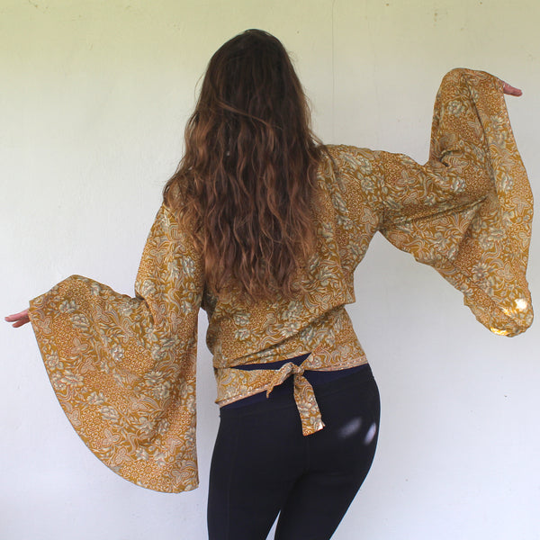 Recycled Indian Sari 'Hemamalini' Butterfly Wing Wrap Top
