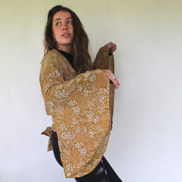 Recycled Indian Sari 'Hemamalini' Butterfly Wing Wrap Top