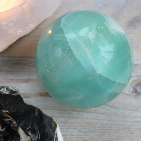 Pistachio Green Calcite Orb