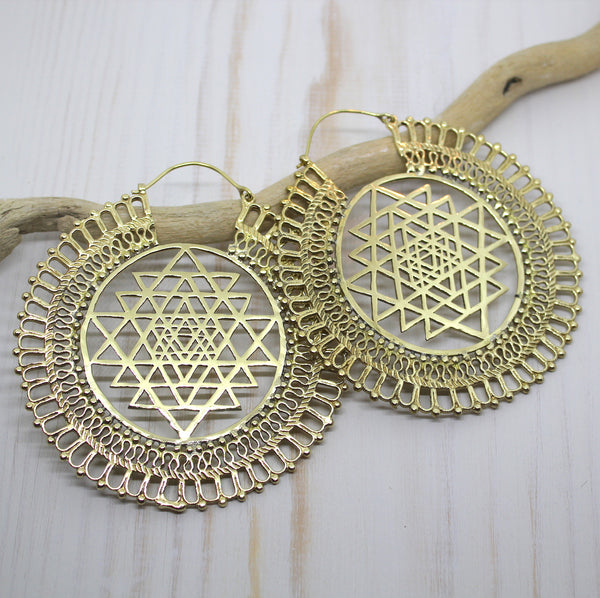 Handmade Brass Yantra Earrings