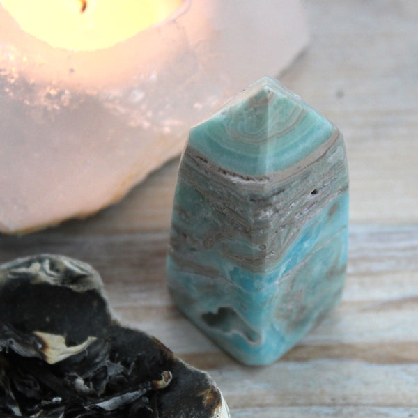 Blue Aragonite Obelisk