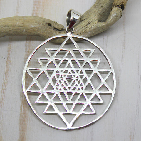 Handmade Sterling Silver Yantra Pendant from Rajasthan