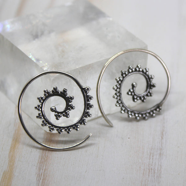 925 Silver 'Jamilah' Spiral Earrings