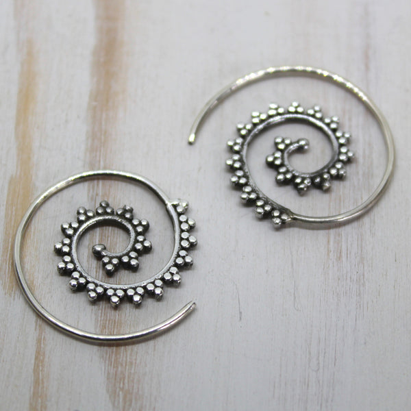 925 Silver 'Jamilah' Spiral Earrings