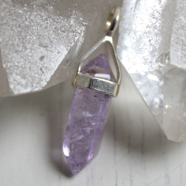 Little Amethyst + 925 Sterling Silver Point Pendant