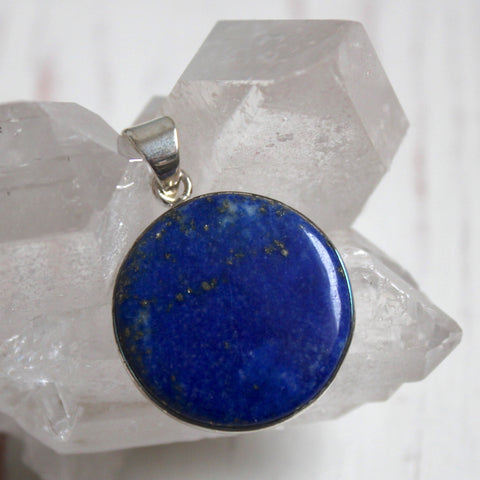 Lapis Lazuli + 925 Sterling Silver Circle Pendant