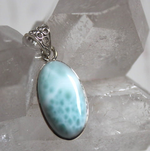 Larimar Pendant + 925 Sterling Silver Pendant