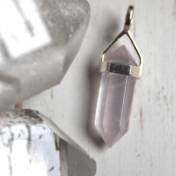 Little Rose Quartz + 925 Sterling Silver Point