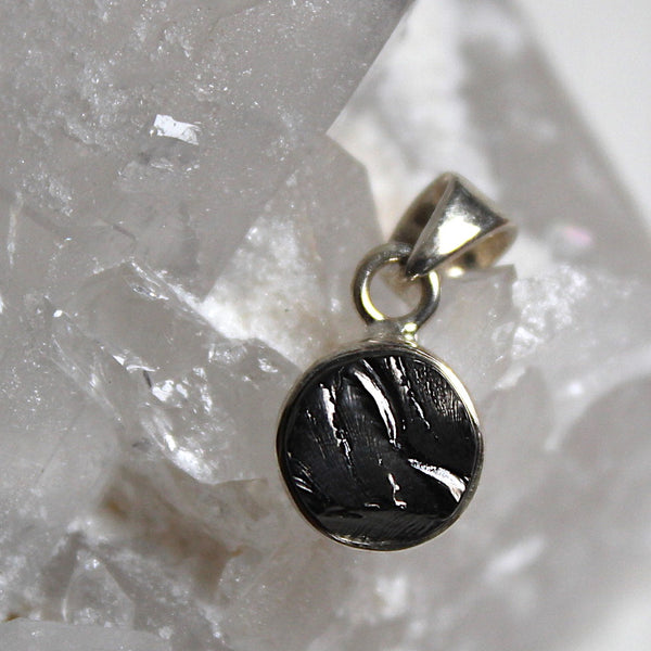 Shungite + 925 Silver Circle Pendant