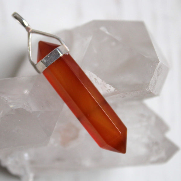 Carnelian + 925 Sterling Silver Point Pendant