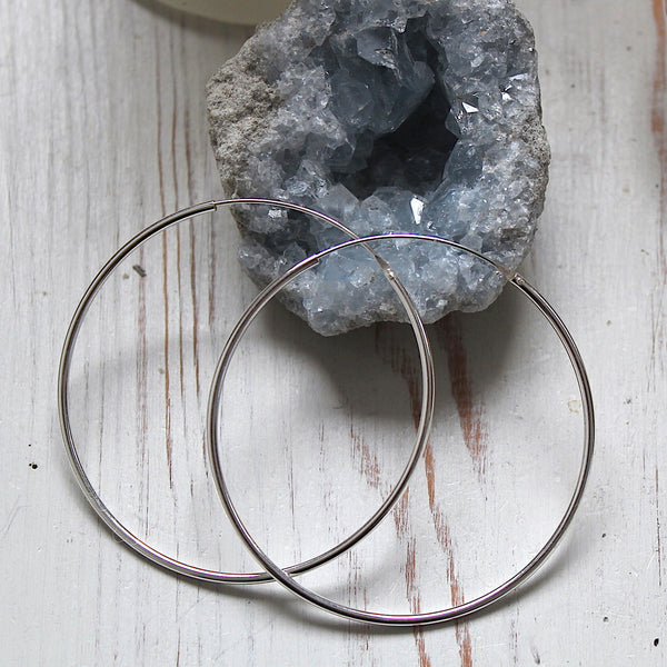 925 Sterling Silver Medium, Simple Hoops