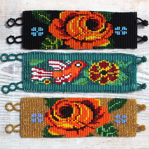 Colibrí + Rosa Bracelets from Chiapas, Mexico.