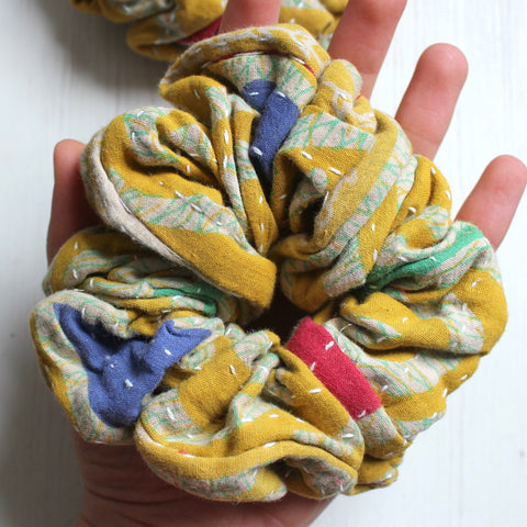 Zero Waste Kantha 'Sunshine' Geometric Scrunchie