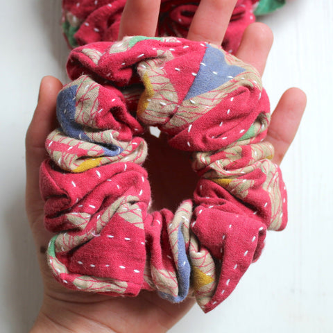 Zero Waste Kantha Geometric Scrunchie