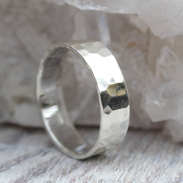 Sterling Silver Hammered Band Ring