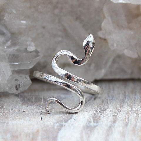 925 Sterling Silver Adjustable Smooth Snake Ring