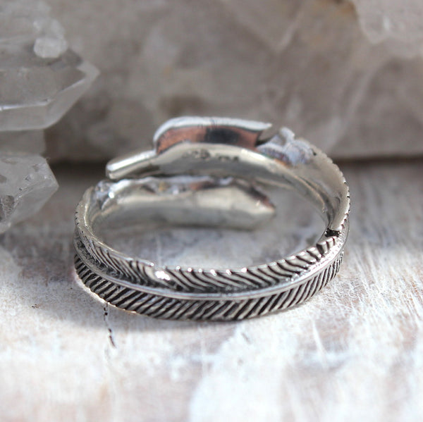 925 Silver Feather Wrap Ring