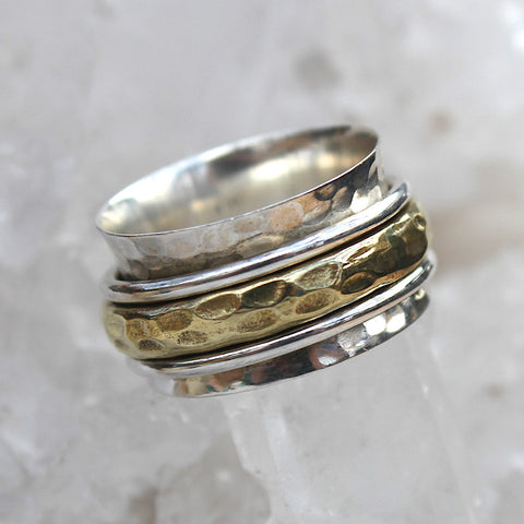 925 Sterling Silver & Brass Swizzle Ring