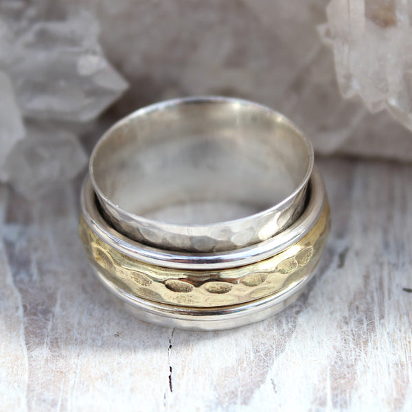 925 Sterling Silver & Brass Swizzle Ring