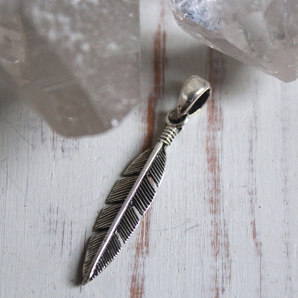 925 Sterling Silver Feather Pendant