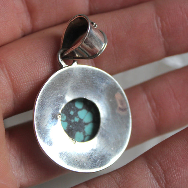Turquoise + 925 Silver Protective Shield Pendant