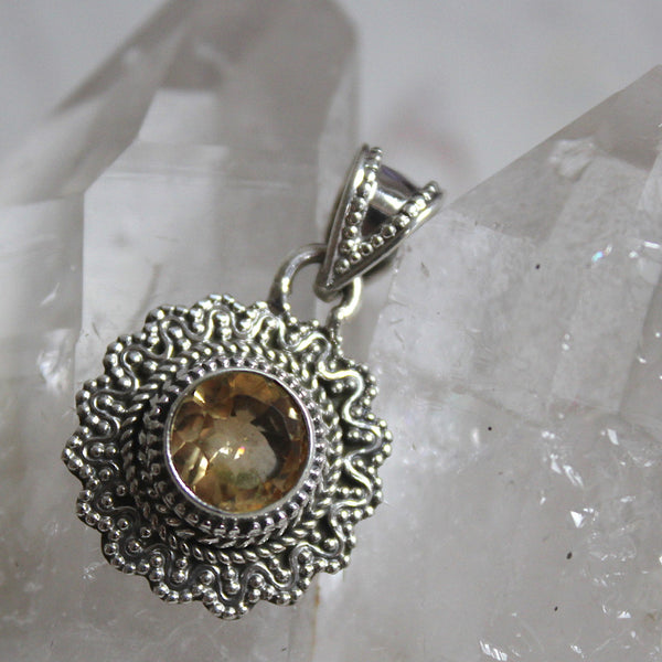Citrine + 925 Sterling Silver Sunshine Pendant